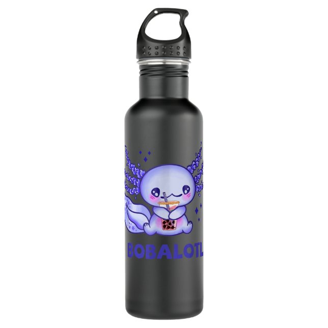 Kawaii Bobalotl Axolotl Bubble Boba Tea For Women  Stainless Steel Water Bottle (Front)