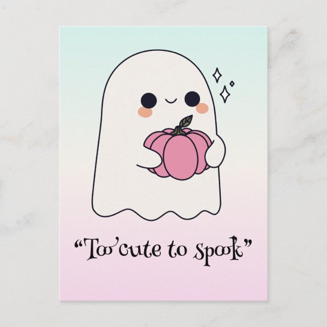 Kawaii boo, cute spooky halloween postcard (Front)