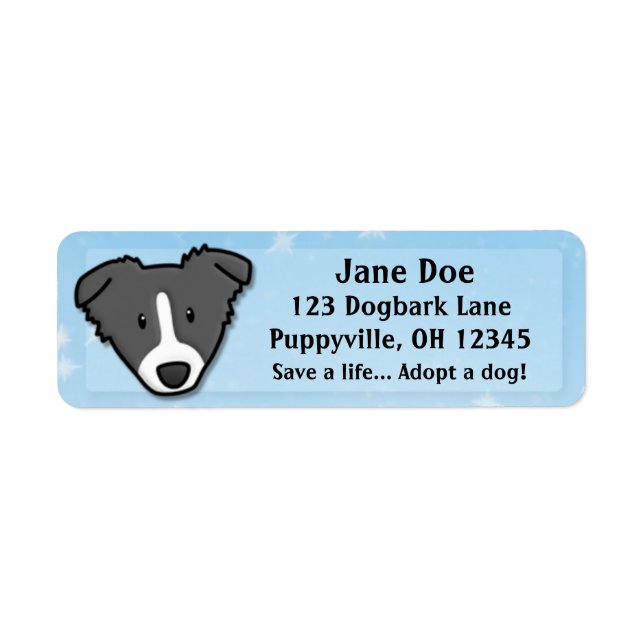 Kawaii Border Collie Label (Front)