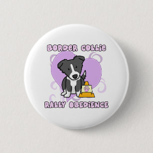 Kawaii Border Collie Rally Obedience Pinback Button