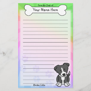 Kawaii Border Collie Stationery (Rainbow)