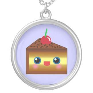 Kawaii Boston Cream Pie Sterling Silver Necklace