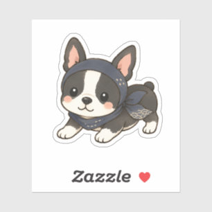 Kawaii Boston Terrier Ninja Japanese Dog Sticker