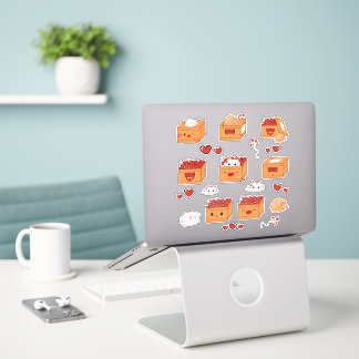 Kawaii Box of Hearts and Cute Kitten Vinyl Sticker