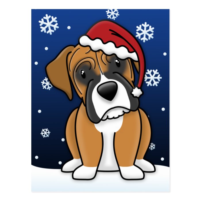 Kawaii Boxer Christmas Postcard