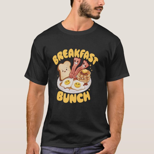 Kawaii Breakfast Bunch Pancake Bacon and Eggs T-Shirt (Front)