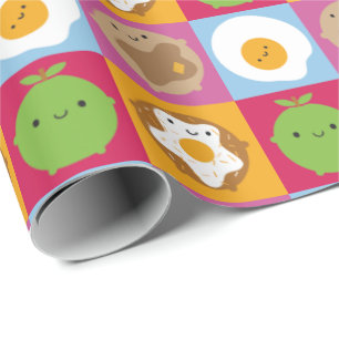 Kawaii Breakfast Food Wrapping Paper