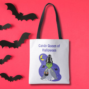 Kawaii Bride of Frankenstein Halloween with Candy Tote Bag