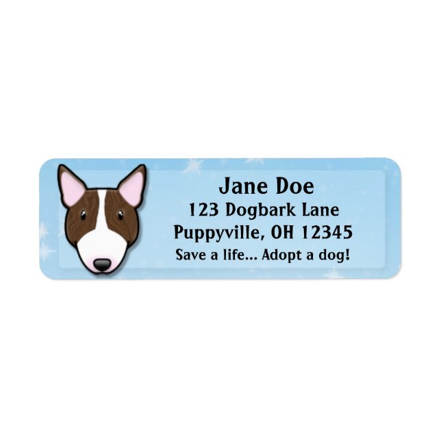 Kawaii Brindle Bull Terrier Label (Front)