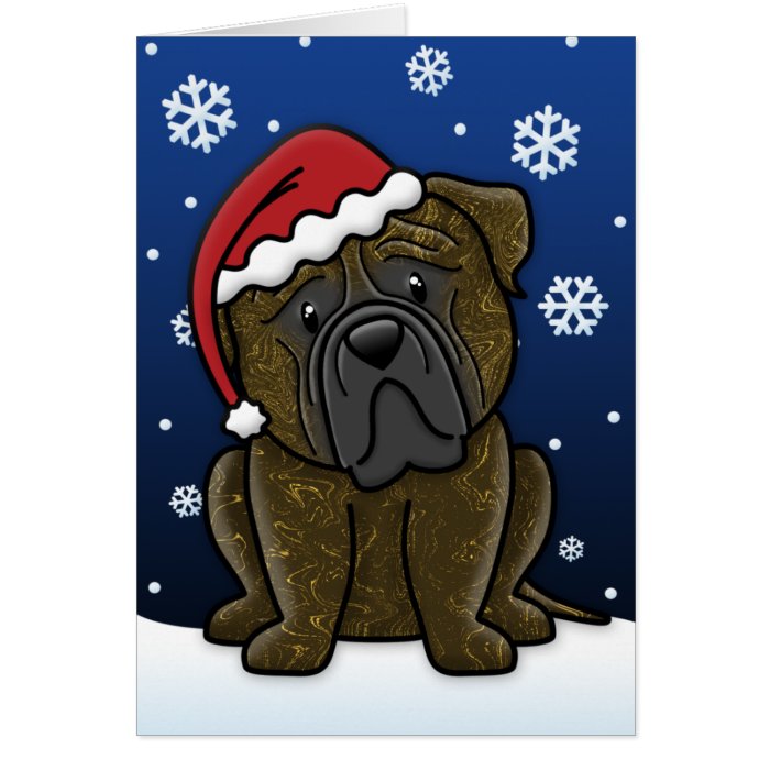 Kawaii Brindle Bullmastiff Christmas Card