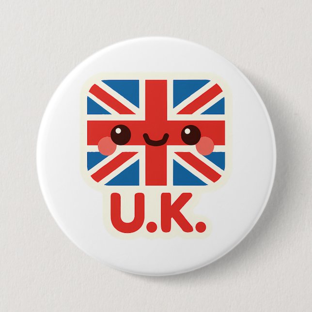 Kawaii British Flag – Cute UK Design Button (Front)