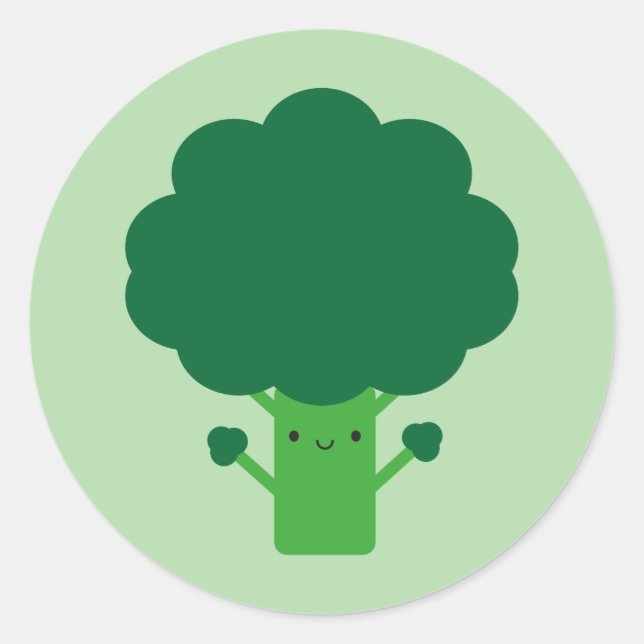 Kawaii Broccoli Classic Round Sticker (Front)