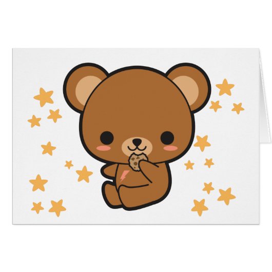 Kawaii Brown Bear Cards (Front Horizontal)