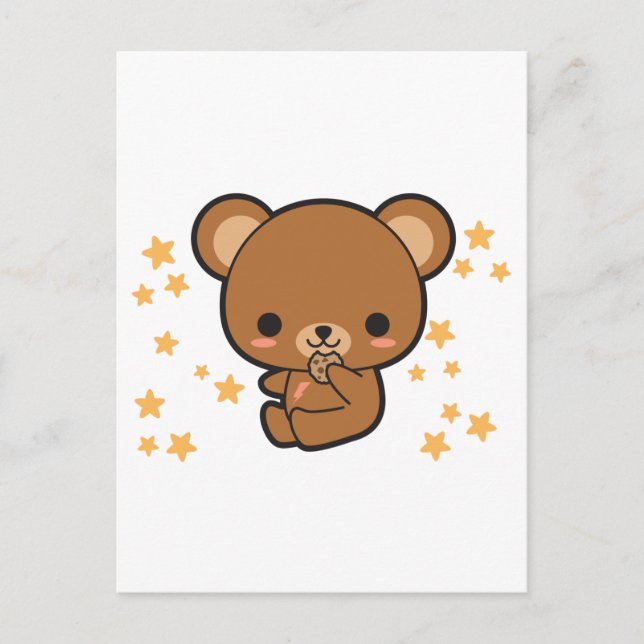 Kawaii Brown Bear Postcard (Front)