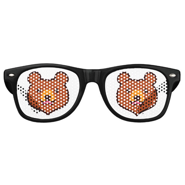 Kawaii Brown Bear Retro Sunglasses (Front)