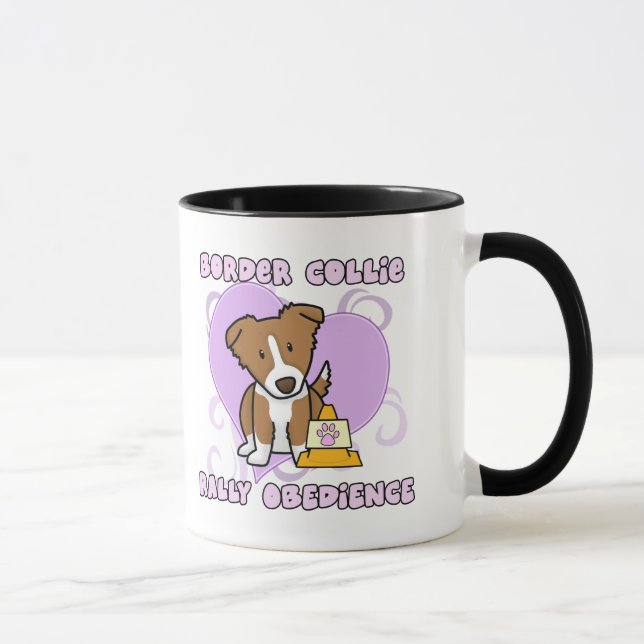 Kawaii Brown Border Collie Rally Obedience Mug (Right)