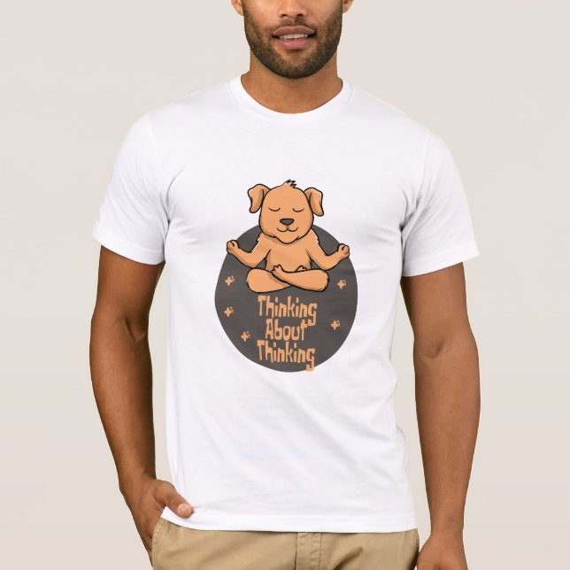 Kawaii brown dog practice yoga poses and thinking  T-Shirt (Front)