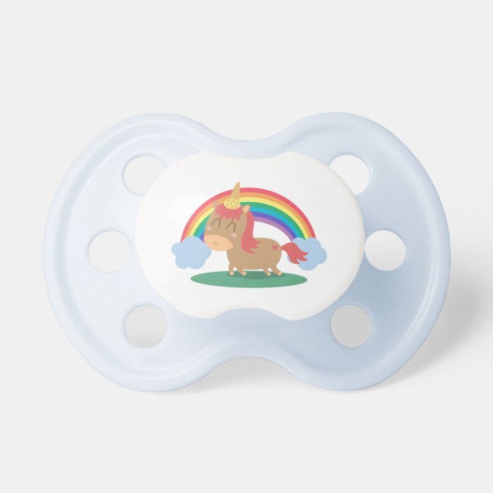 Kawaii Brown Horse trying to be a Unicorn Baby Pacifier