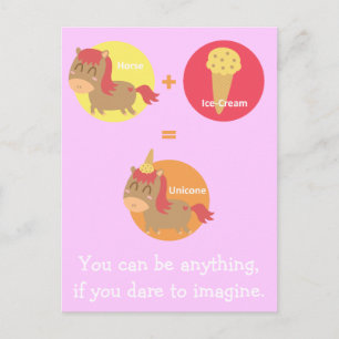 Kawaii Brown Horse trying to be a Unicorn Postcard