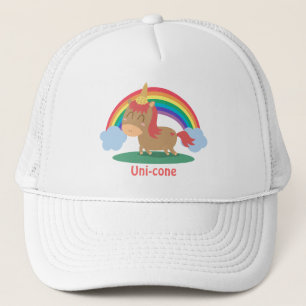 Kawaii Brown Horse trying to be a Unicorn Trucker Hat