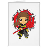 Kawaii Brunette Firefighter Girl (Front)