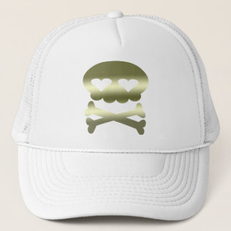 Kawaii Bubble Skull Gold Trucker Hat