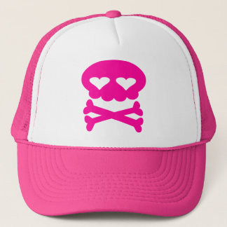 Kawaii Bubble Skull Hot Pink Trucker Hat