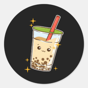 Kawaii Bubble Tea Boba Milk Tea Tapioca Classic Round Sticker