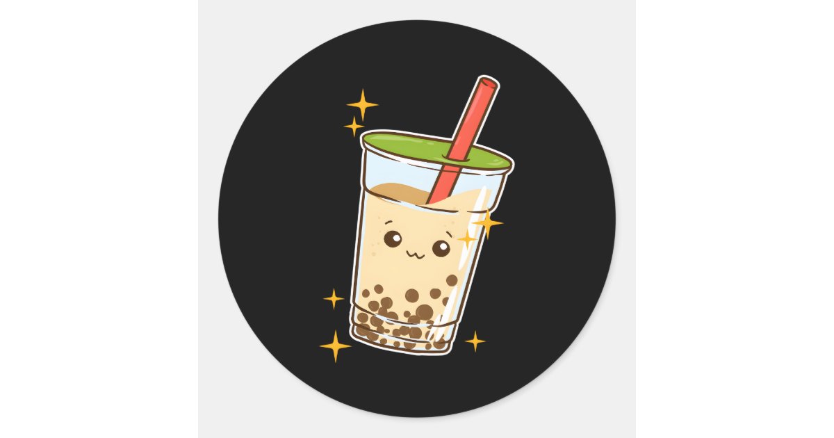 Tapioca Sticker Kawaii Bubble Tea Boba Milk Tea Tapioca Classic Round Sticker | Zazzle