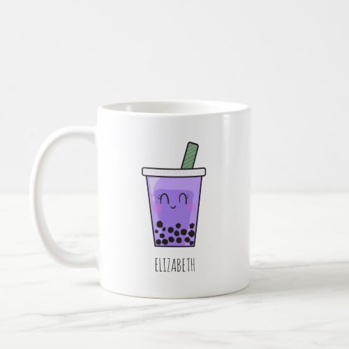 Kawaii Bubble Tea Boba Taro Ube Purple Yam Name Coffee Mug