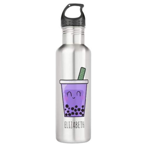 Kawaii Bubble Tea Boba Taro Ube Purple Yam Name Stainless Steel Water Bottle