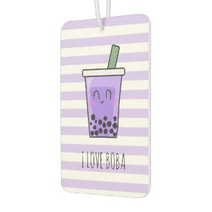 Kawaii Bubble Tea I Love Boba Taro Ube Purple Air Freshener
