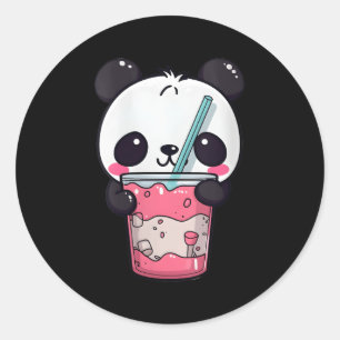 Kawaii Bubble Tea Panda Boba-Tea Japanese Classic Round Sticker