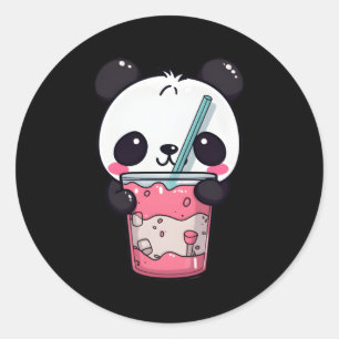 Kawaii Bubble Tea Panda Boba-Tea Japanese Classic Round Sticker