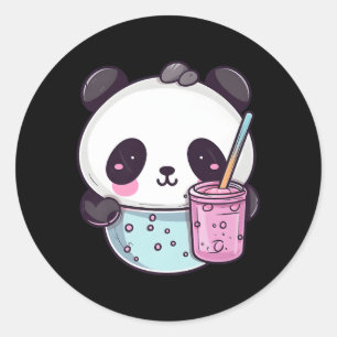 Kawaii Bubble Tea Panda Boba-Tea Japanese Classic Round Sticker