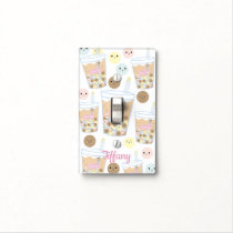 Kawaii Bubble Tea Pearl Milk Kids Bedroom Décor Light Switch Cover