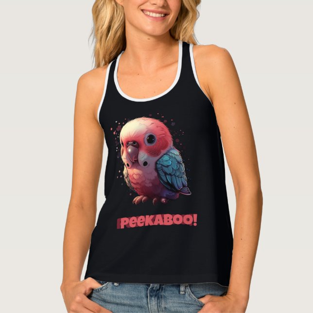 Kawaii Budgie Peekaboo Women's Tank Top (Front)