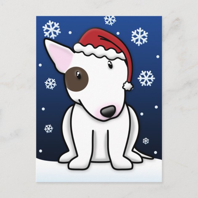 Kawaii Bull Terrier Christmas Postcard (Front)