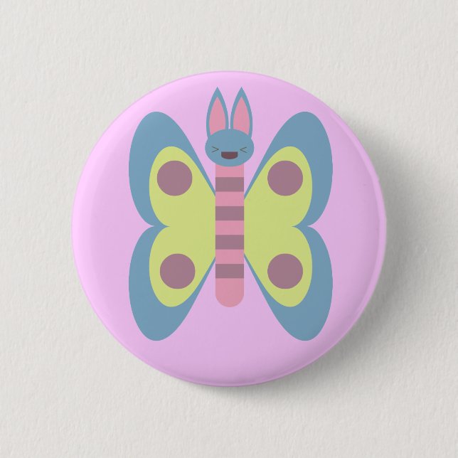 Kawaii Bunnerfly Bunny Butterfly Hybrid Adorable Button (Front)
