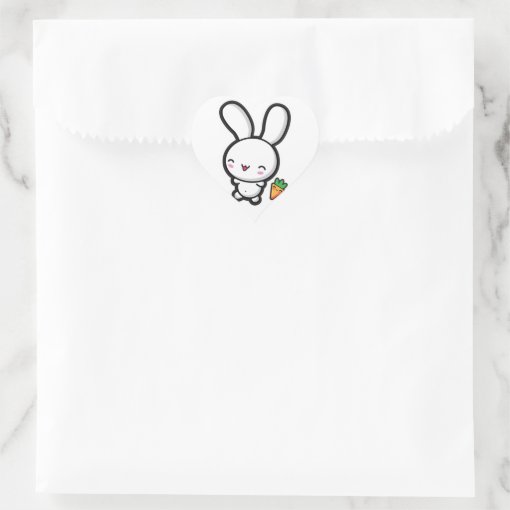 Kawaii Bunny And Carrot Heart Sticker Zazzle