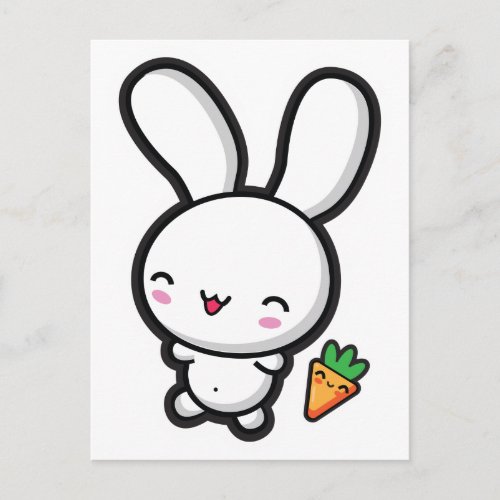 Kawaii Bunny and Carrot Postcard