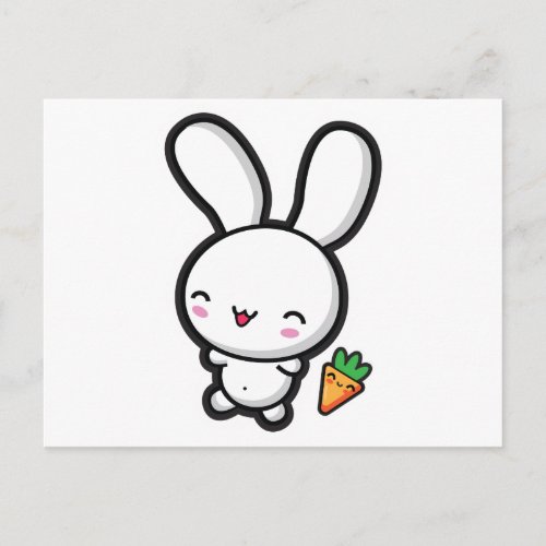 Kawaii Bunny and Carrot Postcard