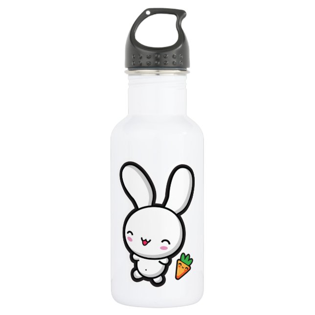 Kawaii Bunny and Carrot Water Bottle (Front)