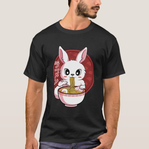 Kawaii Bunny Anime Ramen Japanese Noodles Rabbit L T_Shirt