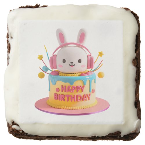 Kawaii Bunny Birthday Brownie