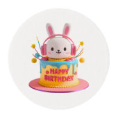Kawaii Bunny Birthday Edible Frosting Rounds (Front)