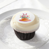 Kawaii Bunny Birthday  Edible Frosting Rounds (Cupcake)