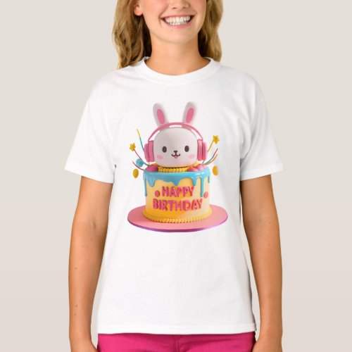 Kawaii Bunny Birthday T_Shirt