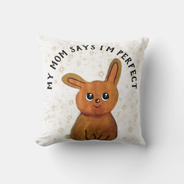 Kawaii Bunny bliss Throw Pillow (Front)