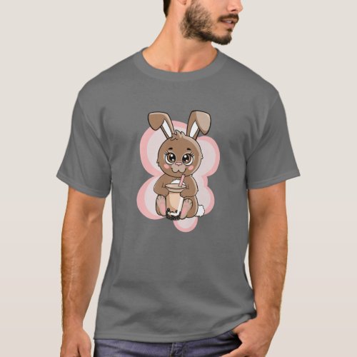 Kawaii Bunny Boba Bubble Tea Cute Anime Rabbit Wom T_Shirt